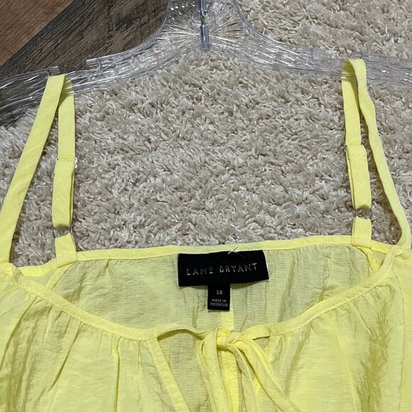 Lane Bryant 18 Yellow Crepe Cold Shoulder Flutter Sleeve Smock Peplum Top NWOT - Picture 4 of 6